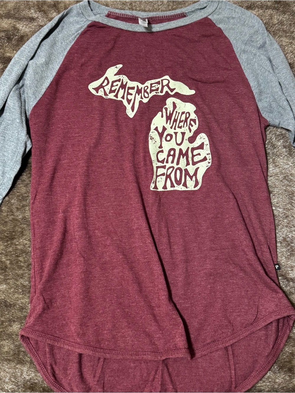 Maroon & Gray Raglan Tee with Michigan Graphic